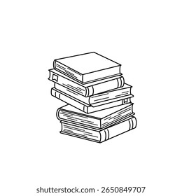 Pilha de livros line art. Pilha de livros didáticos para biblioteca ou ícone de educação.