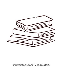 Stack of books line art style icon. Study, school symbol design. Vector illustration isolated on a white background.
