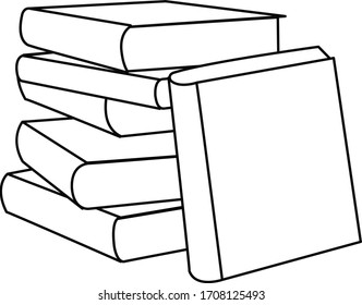 stack of books line drawing