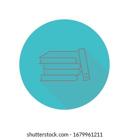 Stack of books line long shadow icon. Simple glyph, flat vector of web icons for ui and ux, website or mobile application