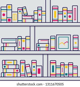 stack of books with line style. vector illustration