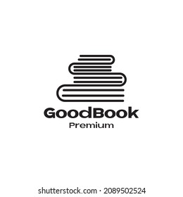 pila de libros líneas logotipo símbolo icono vector gráfico ilustración idea creativa 