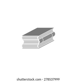 Stack of books logo, education or science mockup gray icon