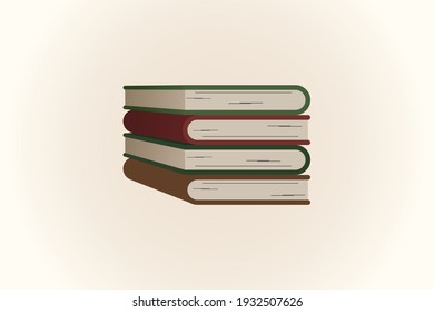 Stack of books logo in flat style. Book symbol 3d illustration.