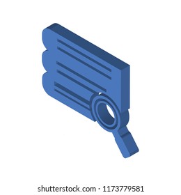 Stack of books and magnifier isometric left top view 3D icon