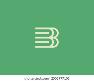 A stack of books minimalistic vector logo. A letter B line logotype. Library book shop educational platform vector sign.