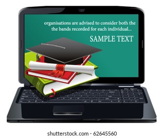 Stack of books in notebook. All elements and textures are individual objects. Vector illustration scale to any size.