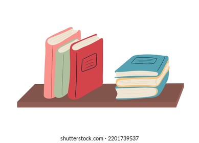 Stack of books on Bookshelf. Education concept. Vector illustration