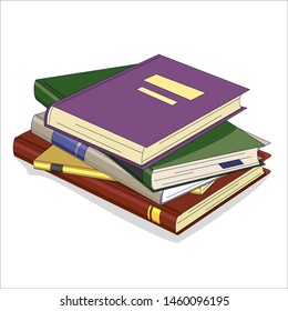 Stack of books on light background, vector illustration