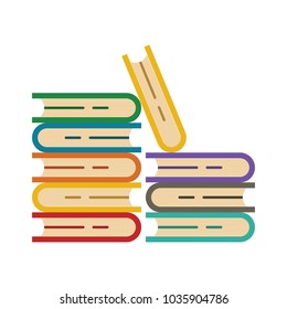 Stack of books on white background