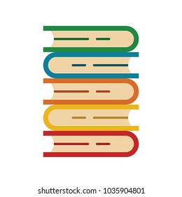 Stack of books on white background
