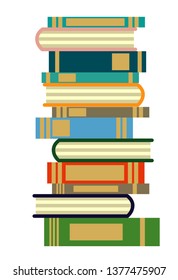 Stack of books on a white background. Pile of books illustration. Icon stack of books in flat style.