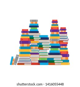 stack of books on white background isolated icon