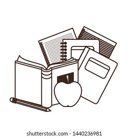 stack of books on white background