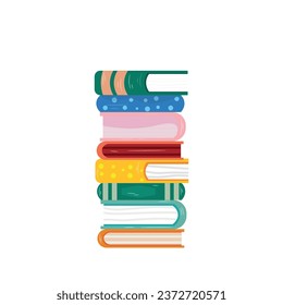 Stack of books on white background