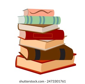 Stack of books on a white background. Pile of books vector illustration. Icon stack of books in flat style. Template design with books pile. Book icon in flat design style.