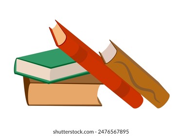 Stack of books on a white background. Pile of books vector illustration. Icon stack of books in flat style. Template design with books pile. Book icon in flat design style.