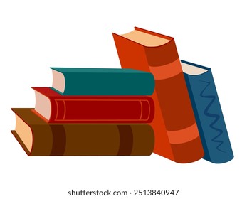 Stack of books on a white background. Pile of books vector illustration. Icon stack of books in flat style. Template design with books pile. Book icon in flat design style.