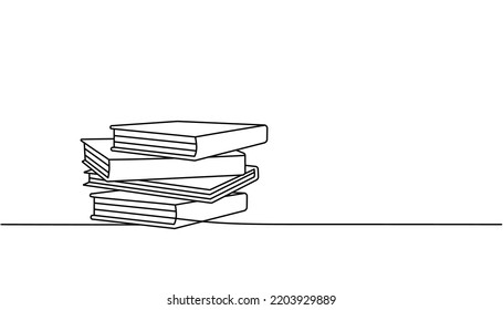 Stack of books one line continuous drawing. Bookstore, library continuous one line illustration. Vector minimalist linear illustration.