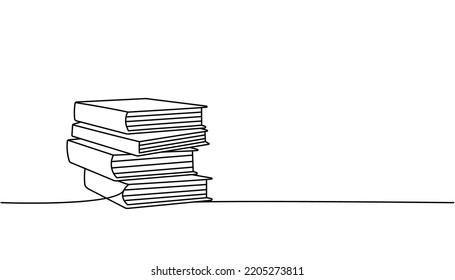 Stack of books one line continuous drawing. Bookstore, library continuous one line illustration. Vector minimalist linear illustration.