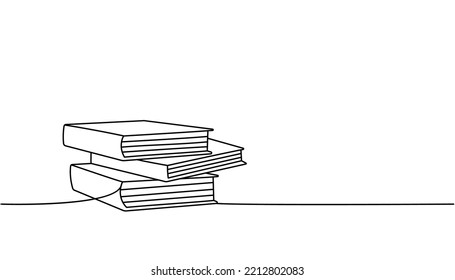 Stack of books one line continuous drawing. Bookstore, library continuous one line illustration. Vector minimalist linear illustration.