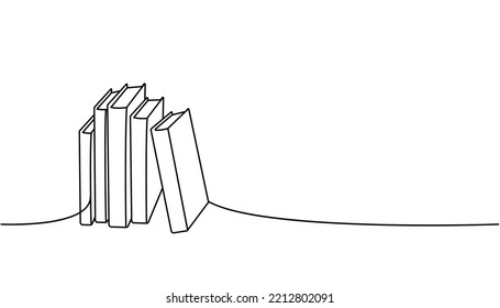 Stack of books one line continuous drawing. Bookstore, library continuous one line illustration. Vector minimalist linear illustration.