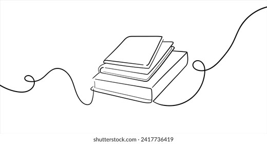 Stack of books in one line isolated on white background. Education, learning with books. Vector illustration