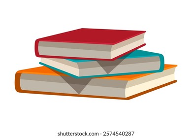 Stack of books, open textbook isolated objects. Knowledge and education. Design element of modern library, bookstore, literature lesson, educational concept.