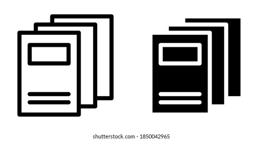 Stack Of Books In Outline And Glyph Icon. Textbooks Symbol