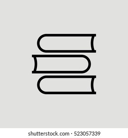Stack Books Outline Vector Icon