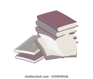 Stack of books outline vector illustration. Reading, education and knowledge, literature, encyclopedia. 