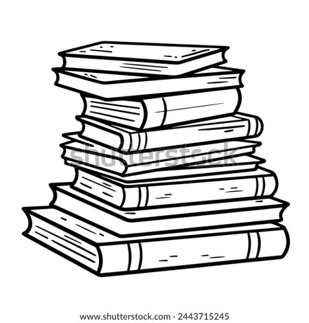 Stack of books outlined vector icon, perfect for library-themed graphics.