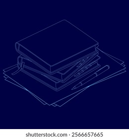 Stack of books with a pen on top. Concept of knowledge and learning, as the books represent the vast amount of information that can be gained through reading and studying