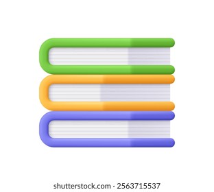 Stack of books, pile of books. Encyclopedia, Textbook. Education, reading, literature and library concept. 3d vector icon. Cartoon minimal style.