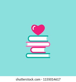 Stack Books Open Book Red Hearts Stock Vector (Royalty Free) 1379628680 ...