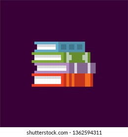 Stack Books Pixel Art Old School Stock Vector Royalty Free