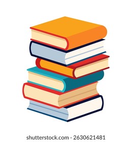 Stack of books. Reading and learning concept. Bookstore icon. Vector isolated on white.