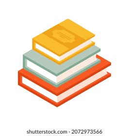 Stack of books. Realistic images, metaphor of information, knowledge. Knowledge for online library or bookstore. Graphic elements for website, education. Cartoon isometric vector illustration