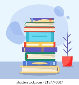 Pila de libros. Ilustración vectorial.