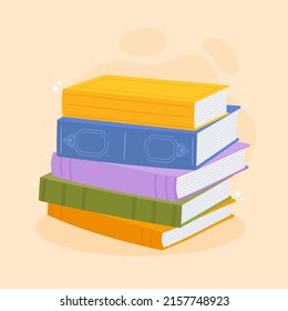 Stack of books. School books pile. Education book heap. Bookstore, library icon. Science literature, dictionary. Study books pile. Studies symbol. Textbook stack for reading. Vector illustration.