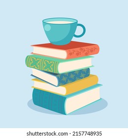Pila de libros. Ilustración vectorial.