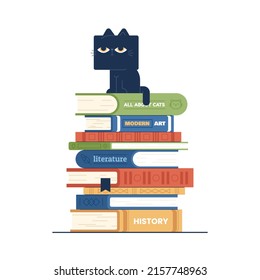 Stack of books. School books pile. Education book heap. Bookstore, library icon. Science literature, dictionary. Study books pile. Studies symbol. Textbook stack for reading. Vector illustration.