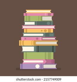 Stack of books. School books pile. Education book heap. Bookstore, library icon. Science literature, dictionary. Study books pile. Studies symbol. Textbook stack for reading. Vector illustration.