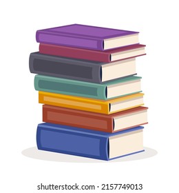 Stack of books. School books pile. Education book heap. Bookstore, library icon. Science literature, dictionary. Study books pile. Studies symbol. Textbook stack for reading. Vector illustration.