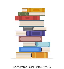 Stack of books. School books pile. Education book heap. Bookstore, library icon. Science literature, dictionary. Study books pile. Studies symbol. Textbook stack for reading. Vector illustration.