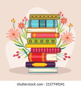 Pila de libros. Ilustración vectorial.