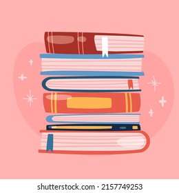 Pila de libros. Ilustración vectorial.