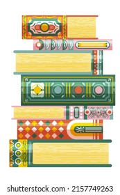 Stack of books. School books pile. Education book heap. Bookstore, library icon. Science literature, dictionary. Study books pile. Studies symbol. Textbook stack for reading. Vector illustration.