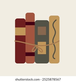 Stack of books. School books pile. Education book heap. Bookstore, library icon. Science literature, dictionary. Flat vector style.