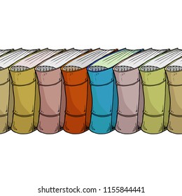 Stack of books is a seamless pattern. Vector illustration of a stack of textbooks, books a seamless pattern. Hand drawn stack of books.